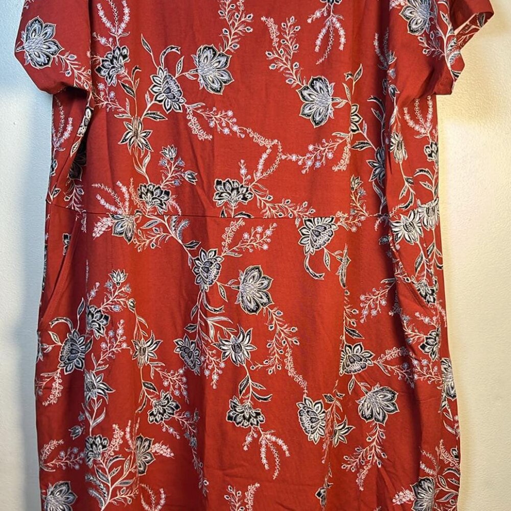 Plus Sz 2X J Jill Wearever Floral Dress Short Sleeve Resort Vacation Comfort - Picture 7 of 8